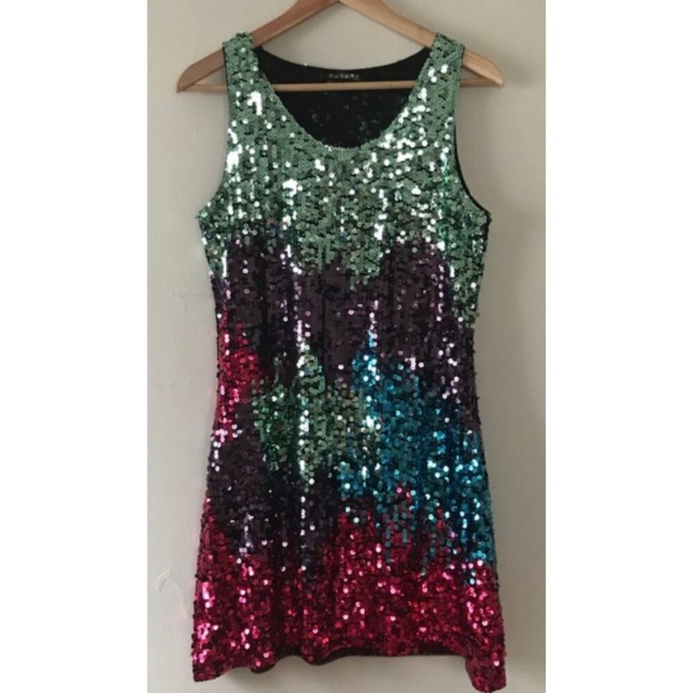Runway Paris Sparkly Multicolored Sequined Sz Sma… - image 1